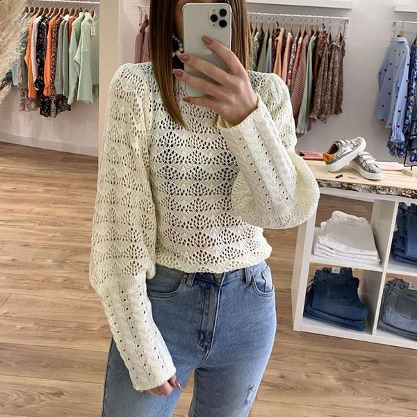 women's blouses & shirts women lace blouse o-neck long sleeve hollow out casual short homewear female fashion autumn winter 2021, White